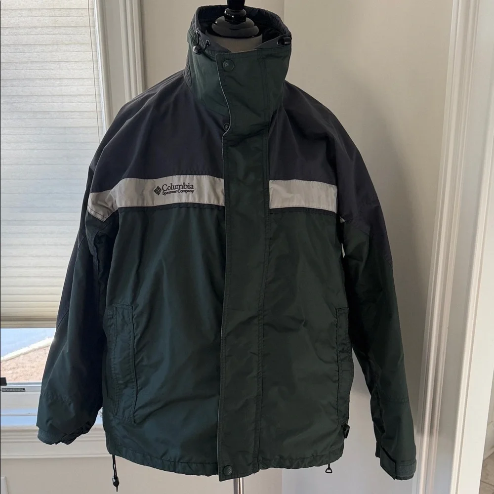 Columbia Bugaboo Fleece Interchange jacket in green and gray, Large, VGUC